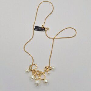Banana Republic NWT Faux Pearl Rings Dangle Necklace 24"